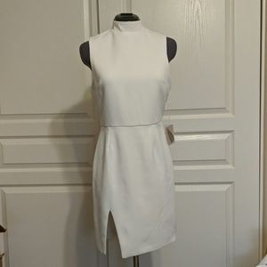 White front slit dress